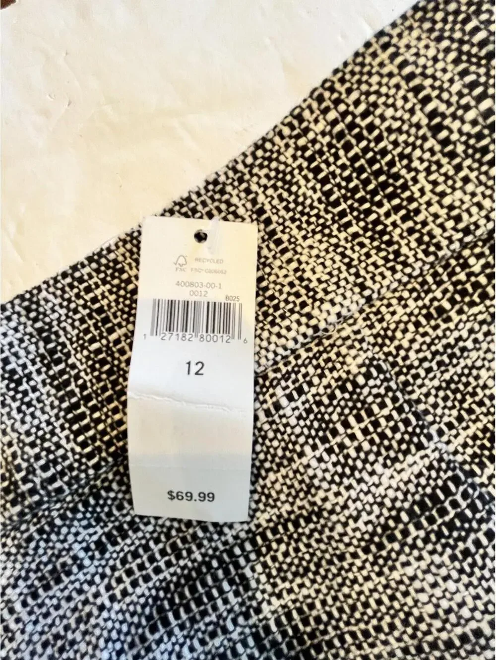 Banana Republic Pencil skirt NWT womens sz 12 woven knit black and white short
